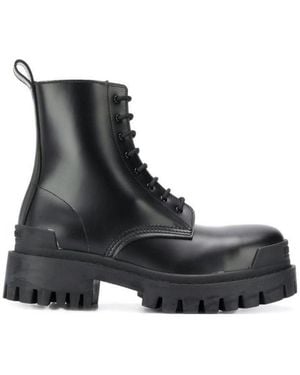 Balenciaga Lace-Up Ankle Boots - Black
