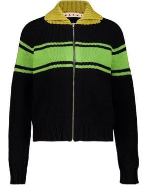Marni Striped Zip-Up Cardigan - Green
