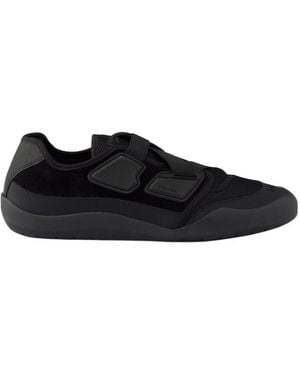 Prada Speedrock Leather And Mesh Fabric Sneakers - Black
