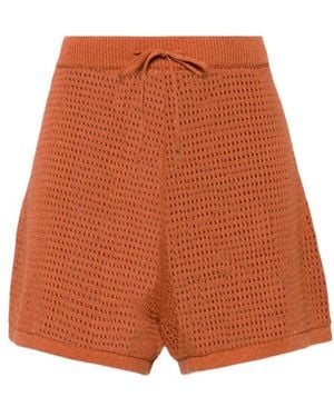 Nanushka Jael Crochet-Knit Shorts - Orange