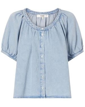 FRAME The Resort Cotton And Lyocell-Blend Chambray Blouse - Blue