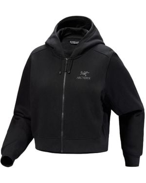 Arc'teryx Emblem Fleece Full Zip Crop Hoody - Black