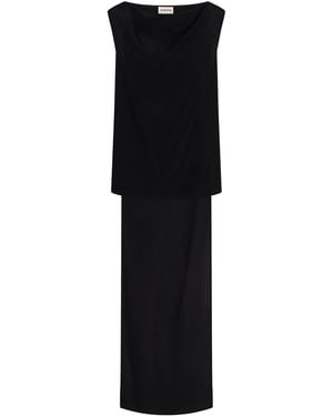 P.A.R.O.S.H. Drape Detailed Sleeveless Dress - Black