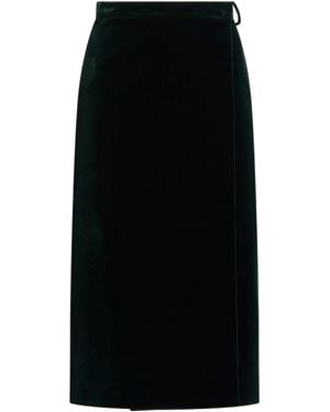 Saint Laurent Solidcolor Velvet Bodycon Skirt - Black