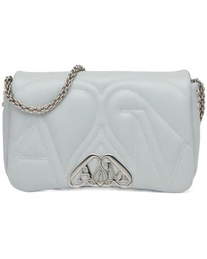 McQueen The Seal Logo Plaque Small Shoulder Bag - Grey