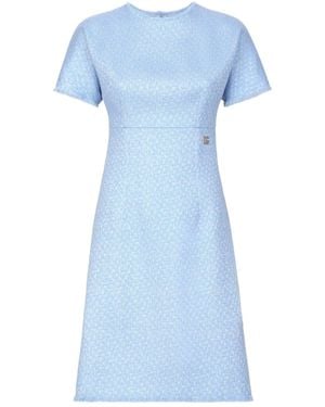 Dolce & Gabbana Rachel Tweed Dress With Dg Logo - Blue