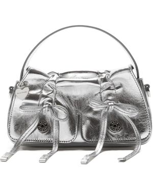 Acne Studios Bow-Detail Calf Leather Satchel - Gray