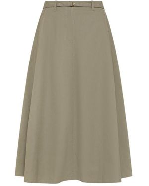 Seventy Belted A-Line Midi Skirt - Natural