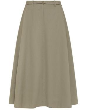Seventy Belted A-Line Midi Skirt - Natural