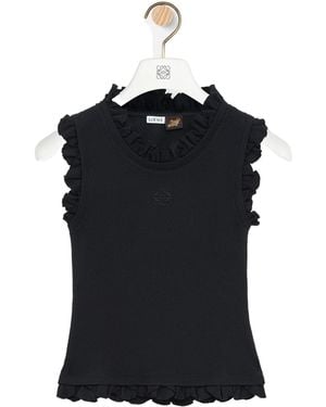 Loewe Ruffle Detailed Tank Top - Black