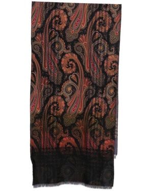 Etro Paisley-Print Wool Scarf - Brown