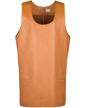 Tod's Scoop Neck Leather Dress - Orange
