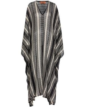 Missoni Striped Open-Knit Kaftan Cover-Up - Gray