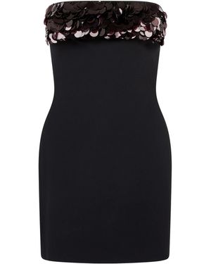 David Koma Sequin Trim Mini Dress - Black