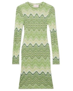 MC2 Saint Barth Zigzag-Knit Long-Sleeve Dress - Green