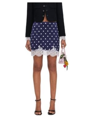 Self-Portrait Polka Dot Satin Mini Skirt - Blue