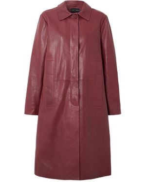 Proenza Schouler Long-Sleeved Leather Coat - Red