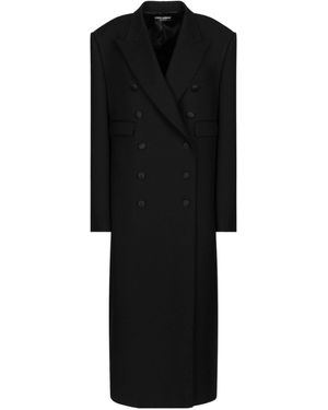 Dolce & Gabbana Long Double-Breasted Tuxedo Coat - Black