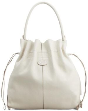 Tod's Medium Di Leather Bucket Bag - White