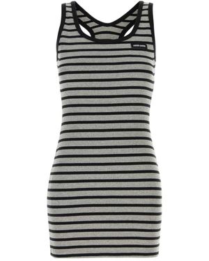 Miu Miu Striped Sleeveless Dress - Black
