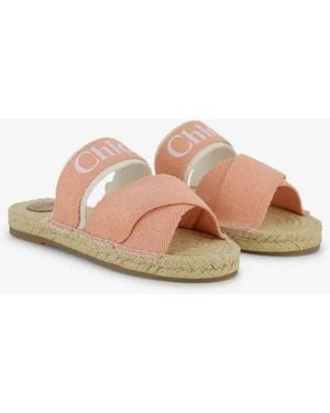 Chloé Logo Cross-Strap Sandals - Pink
