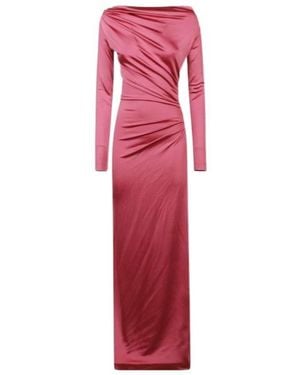 Victoria Beckham Off-Shoulder Draped Satin Gown - Red