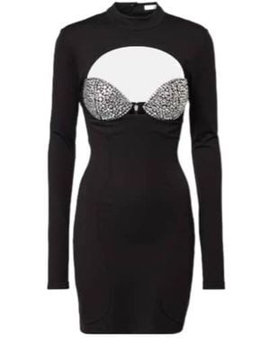 Area Embellished Cutout Ponte Jersey Minidress - Black