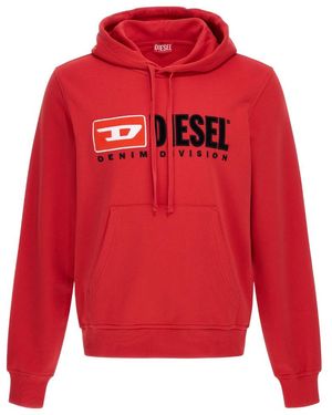 DIESEL Logo-Print Drawstring Hoodie - Red