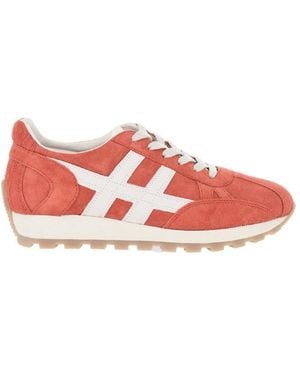 Hogan Low-Top Sneakers With Contrast Logo - Red