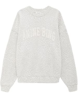 Anine Bing Leopard-Pattern Logo Sweatshirt - White