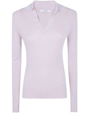 Max Mara Gergo Ribbed Polo Knitted Top - Purple