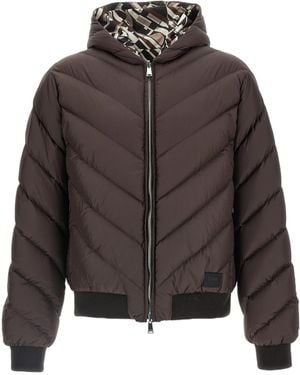 Fendi Quilted Hooded Reversible Down Jacket - Grey