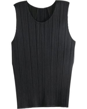 Pleats Please Issey Miyake Issey Miyake Pleated Sleeveless Top - Black