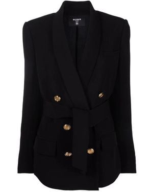Balmain Double-Breasted Fuchsia Eco-Designed Blazer - Blue