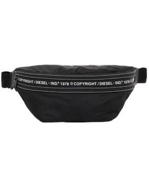 DIESEL Logo Collision Pattern Waist Bag - Black