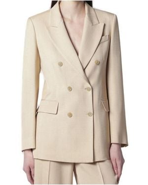 P.A.R.O.S.H. Double-Breasted Corduroy Tailored Blazer - Natural