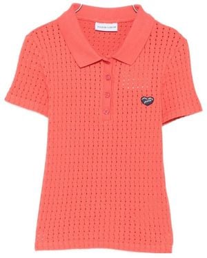 Maison Labiche Heart-Appliqué Polo Shirt - Pink