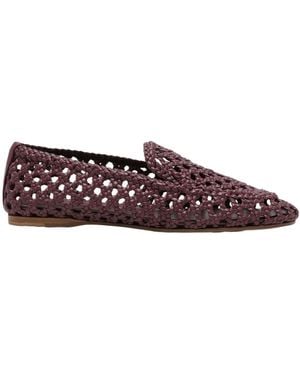 forte_forte Woven Openwork Loafers - Purple