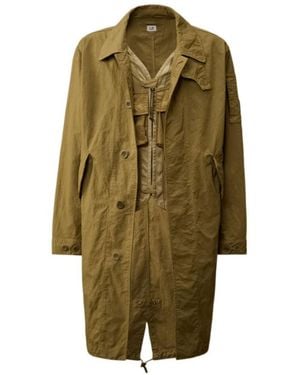 C.P. Company Lens-Detail Long-Sleeve Coat - Green