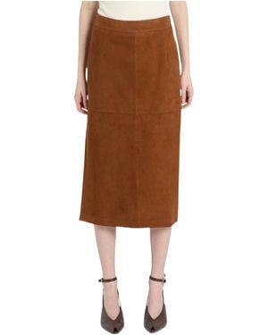 Marella High-Waisted Skirt - Brown