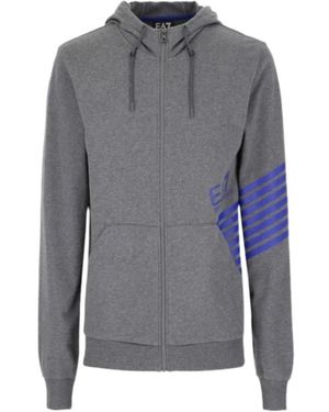 EA7 Logo Hooded Casual Coat - Gray