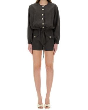 Alysi Satin Crewneck Jumpsuit - Black