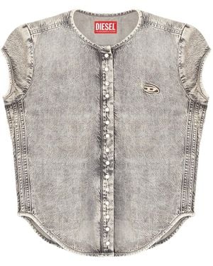 DIESEL De-Roset- Short-Sleeve Denim Shirt - Grey