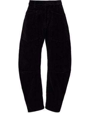 Nili Lotan Shon Cotton-Blend Barrel-Leg Trousers - Black