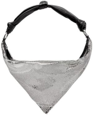 AMINA MUADDI Leather-Trimmed Chainmail Shoulder Bag - Metallic