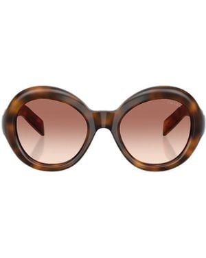 Prada Eyewear Oversized Round Frame Sunglasses - Brown