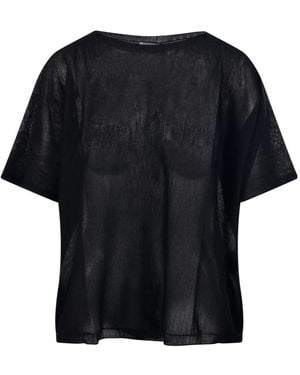 Roberto Collina Sheer Fine-Knit T-Shirt - Black