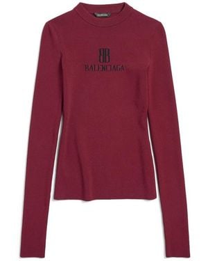 Balenciaga Nano Bb Crewneck Knitted Jumper - Red