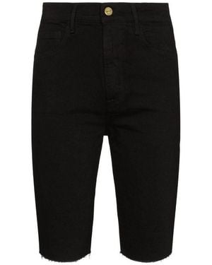 FRAME Le Vintage Bermuda Raw-Edge Shorts - Black