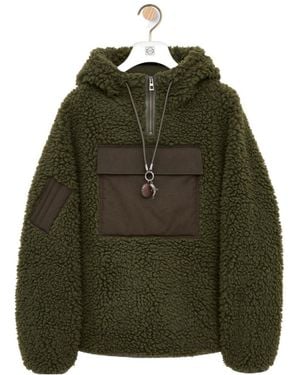 Loewe Fleece-Texture Hooded Jacket - Green